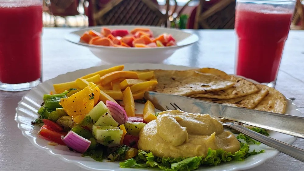Sattvic vegetarian meal at Purnam Yogashala Agonda Beach Goa