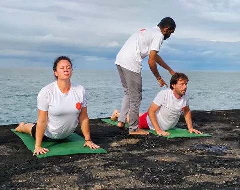 Yoga teacher training group meditation at Purnam YogaShala Goa